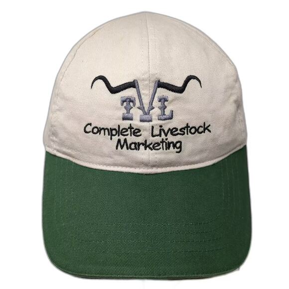 KC CAPS Other - KC CAPS Baseball Cap Beige Green Hat OS Livestock Marketing Logo Embroidered